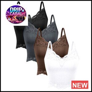 Lace Patchwork Crop Top Y2K Fairy Grunge Ribbed Knitted Cami Tank